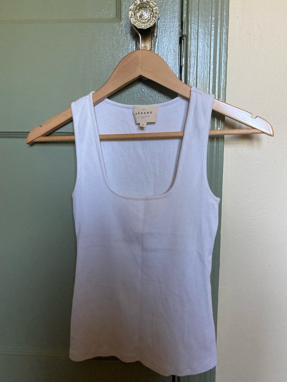 White Ribbed Sezane Tank Top